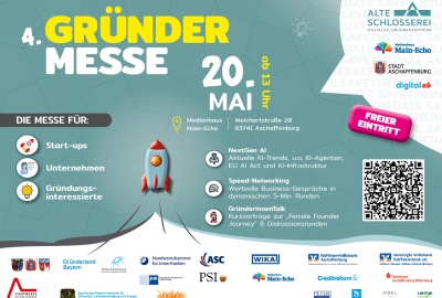 4. Gr&uuml;ndermesse f&uuml;r Start-ups, Unternehmen und Gr&uuml;ndungsinteressierte in Aschaffenburg am 20.05.2026 ab 13:00 Uhr